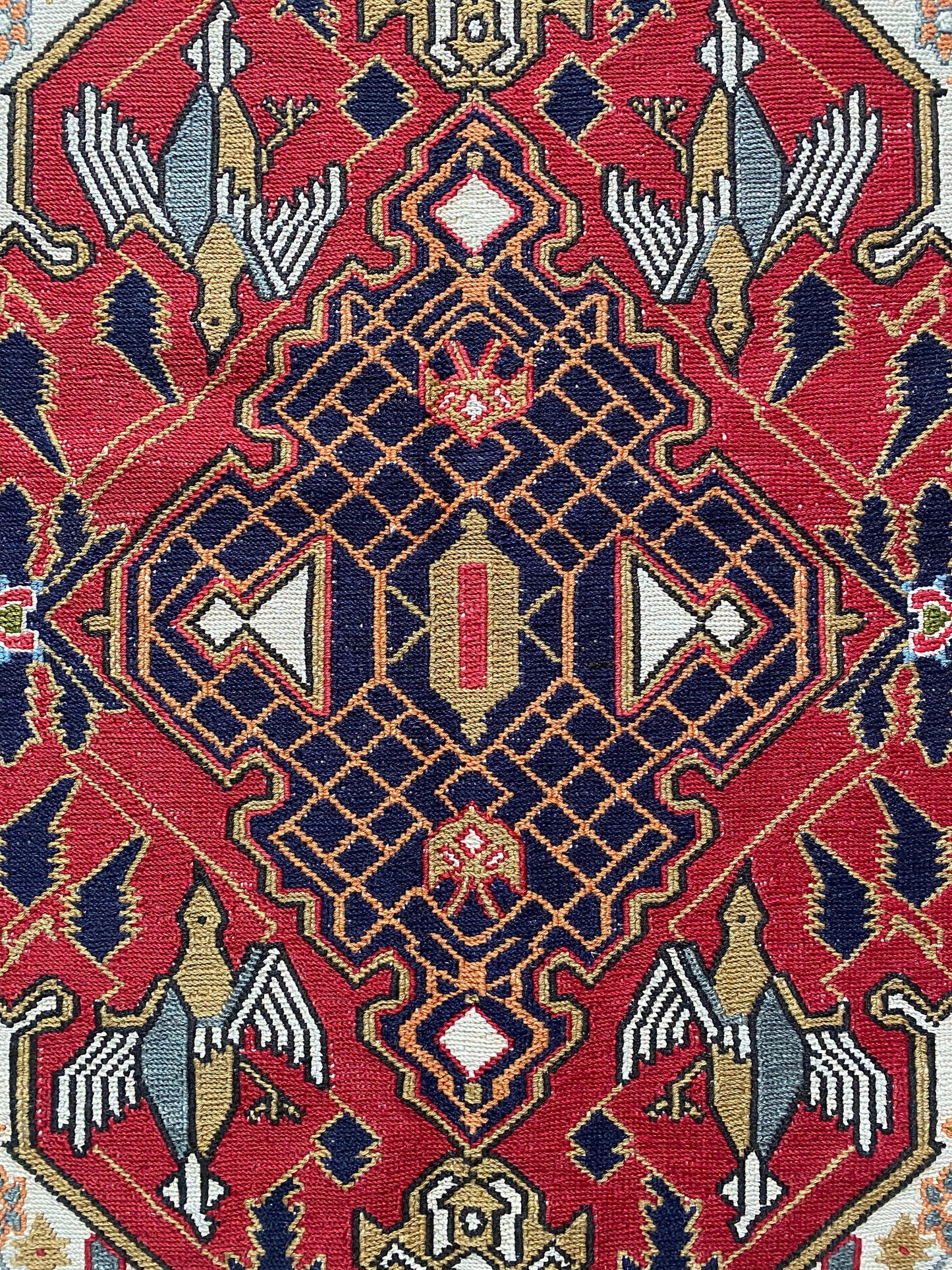 Vintage Sumak Rug with Silk Highlights