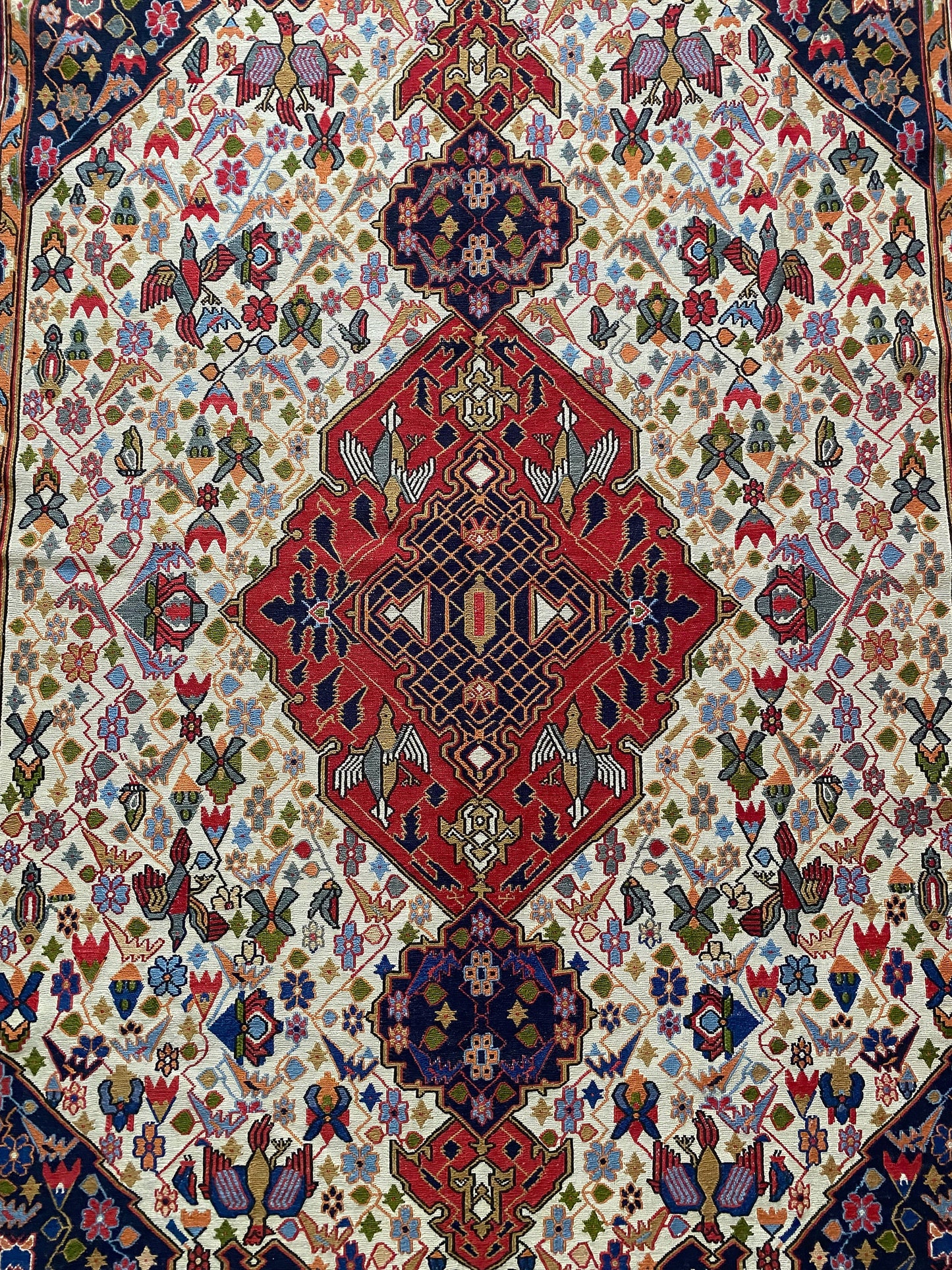 Vintage Sumak Rug with Silk Highlights