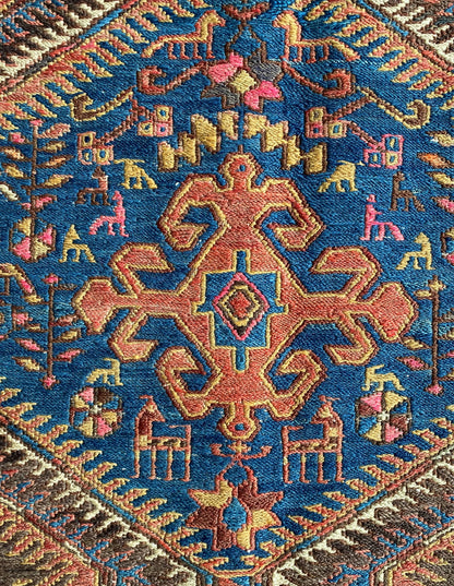Antique Caucasus Sumak Runner Rug