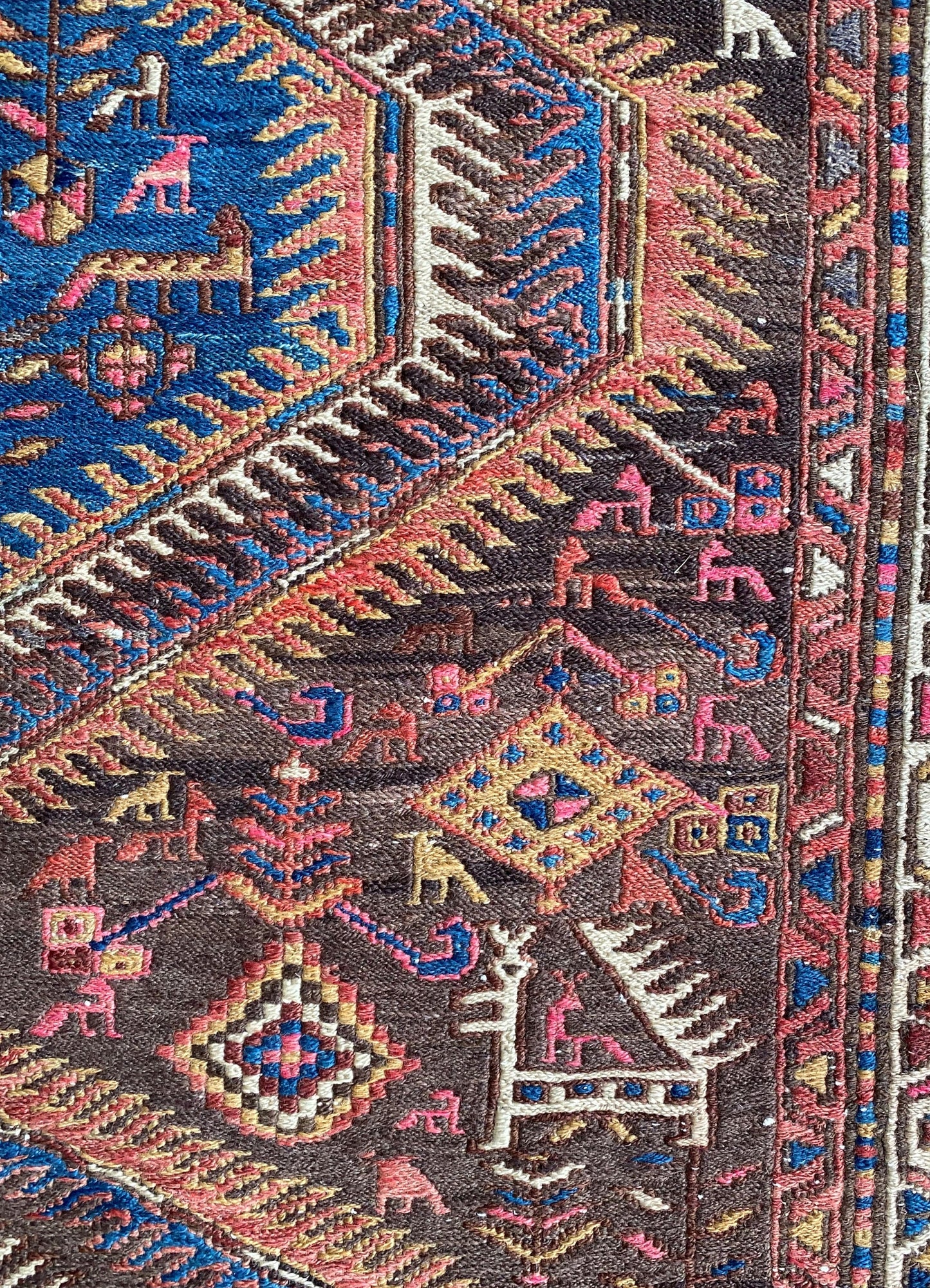 Antique Caucasus Sumak Runner Rug