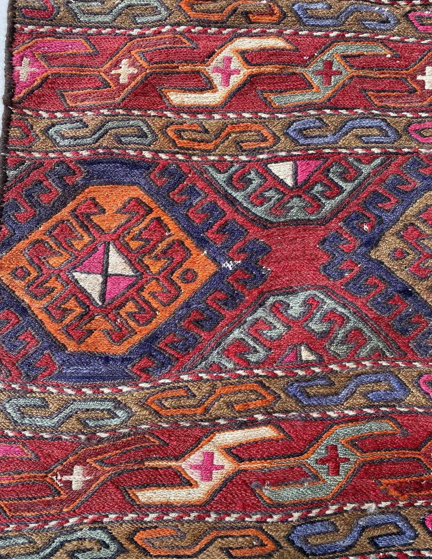 Antique Caucasus Sumak Mafrash Panel Kilim