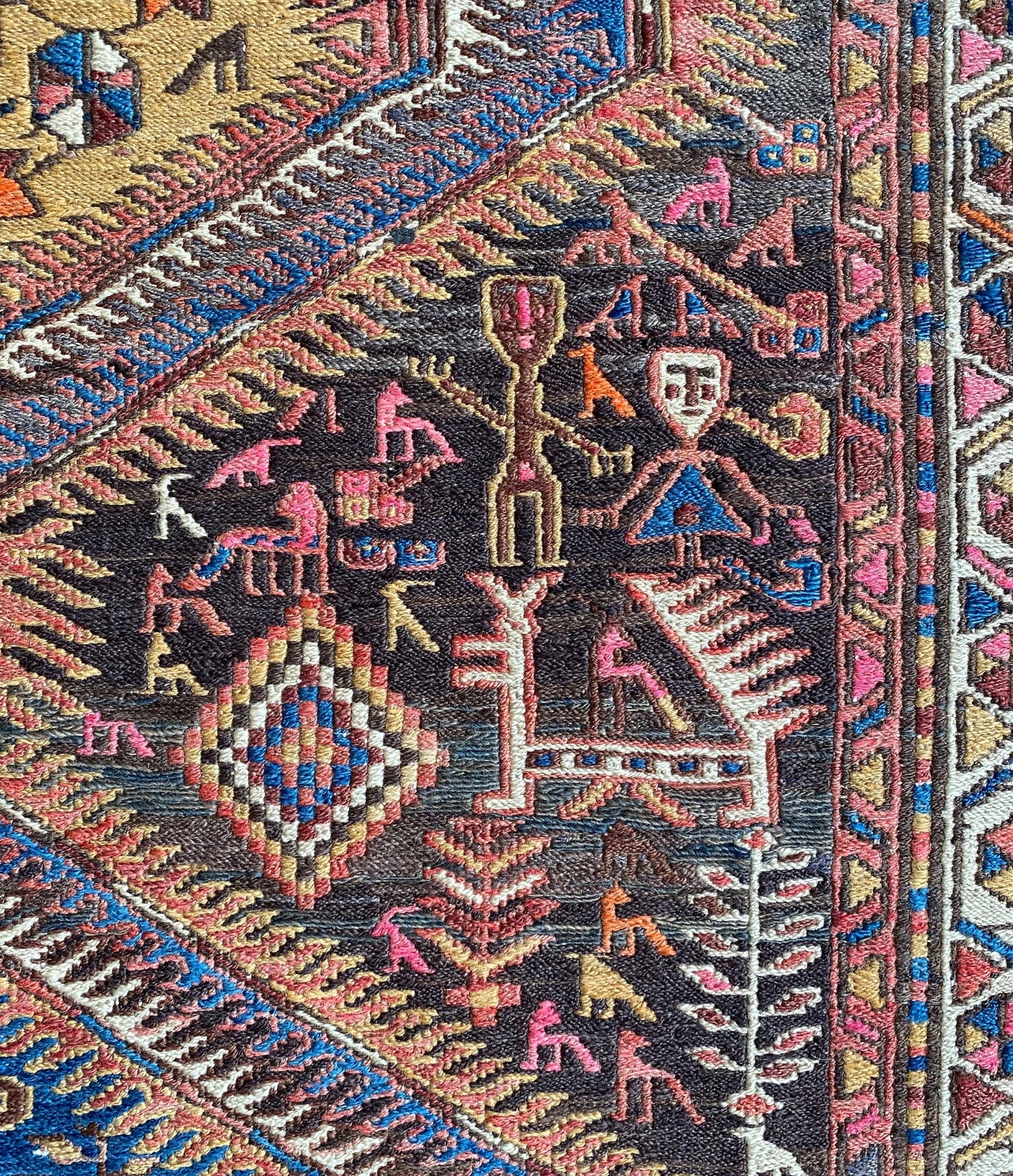 Antique Caucasus Sumak Runner Rug