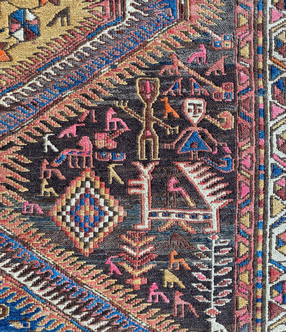 Antique Caucasus Sumak Runner Rug
