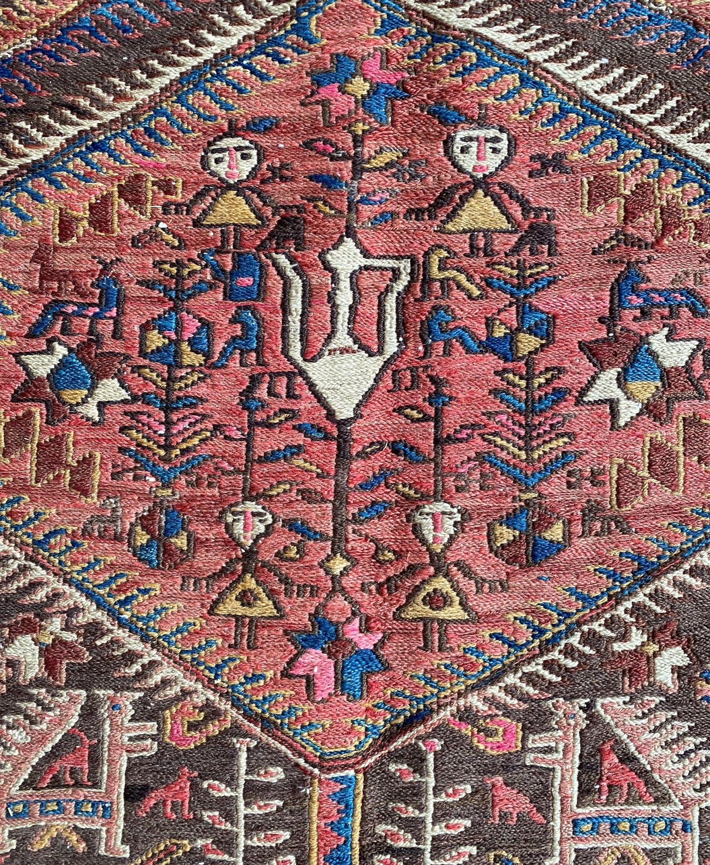 Antique Caucasus Sumak Runner Rug