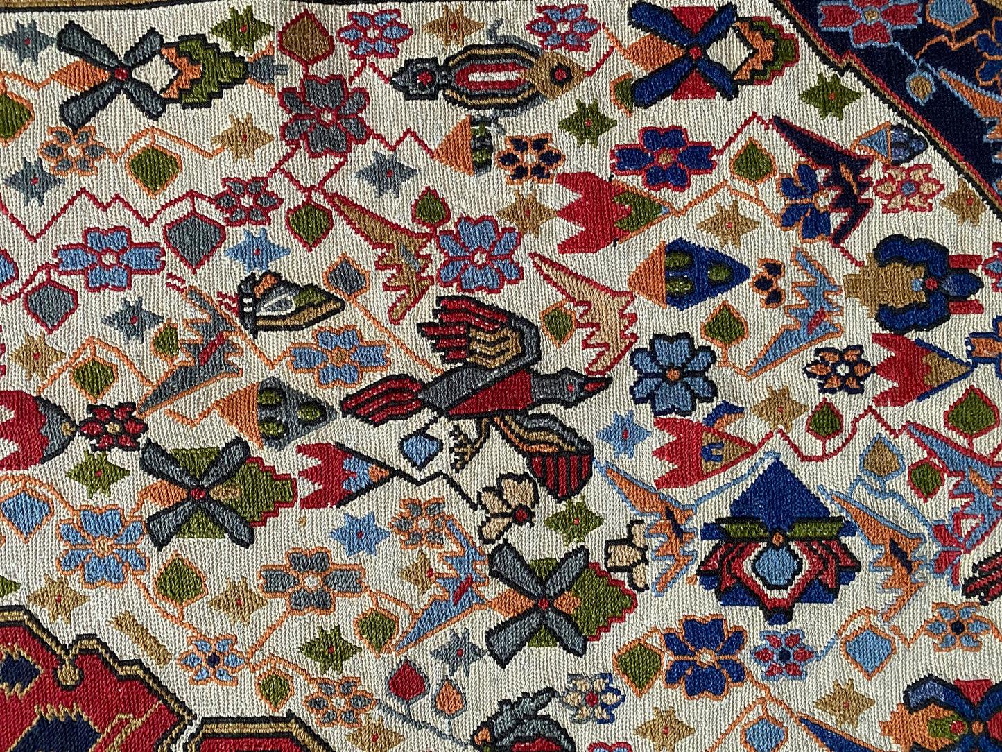 Vintage Sumak Rug with Silk Highlights