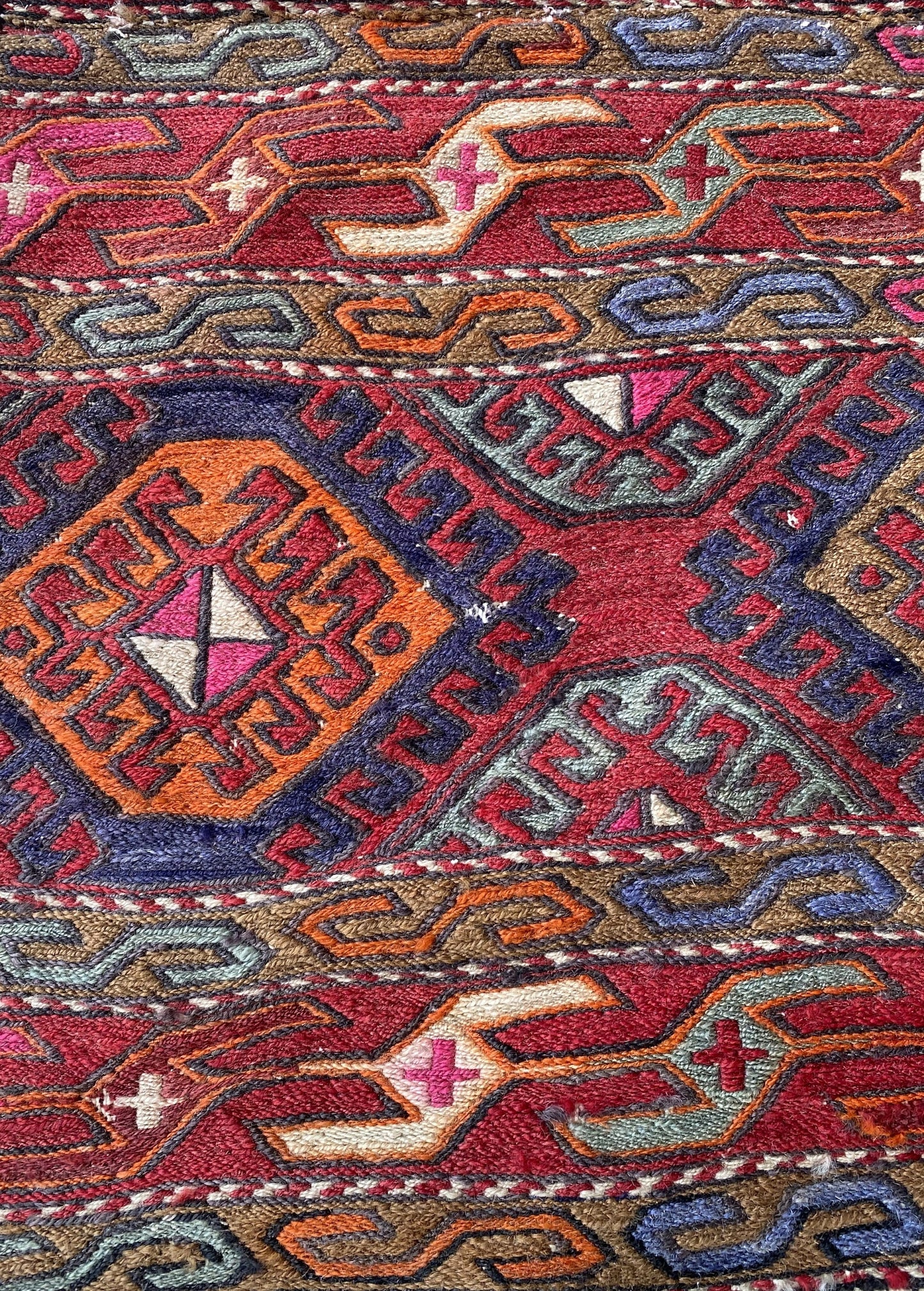 Antique Caucasus Sumak Mafrash Panel Kilim