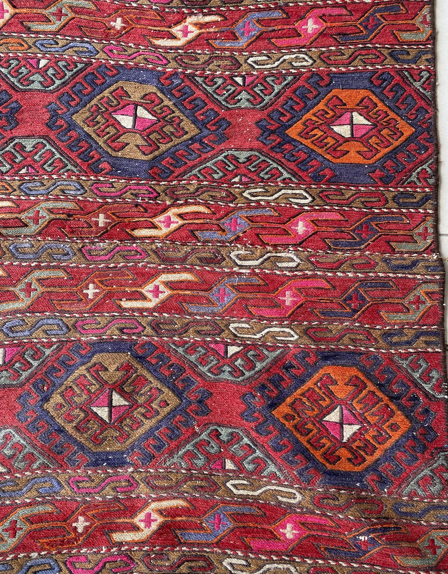 Antique Caucasus Sumak Mafrash Panel Kilim