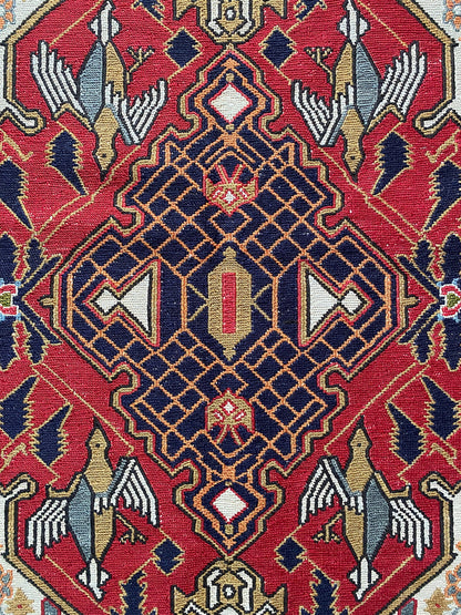 Vintage Sumak Rug with Silk Highlights