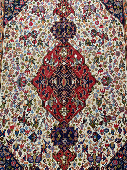 Vintage Sumak Rug with Silk Highlights