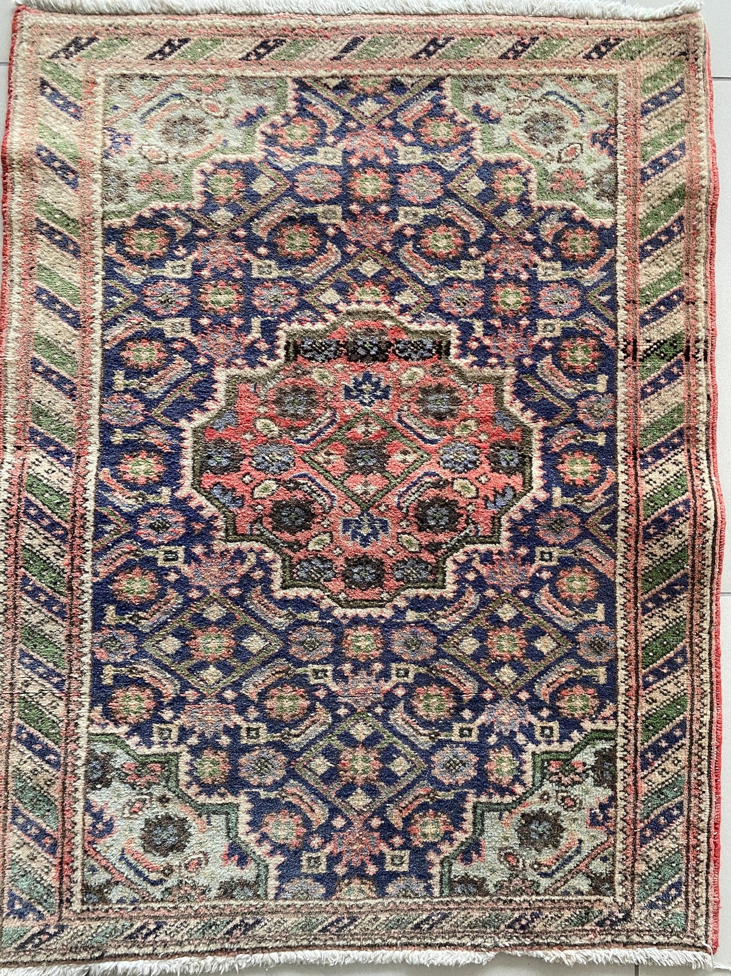 Vintage Rug, Oriental Handwoven Wool Tribal Rug